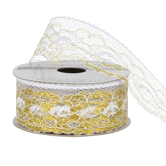 12 Pack: 1.25'' x 3yd. Lace Trim Ribbon by Celebrate It®